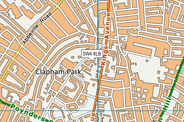 SW4 8LB map - OS VectorMap District (Ordnance Survey)
