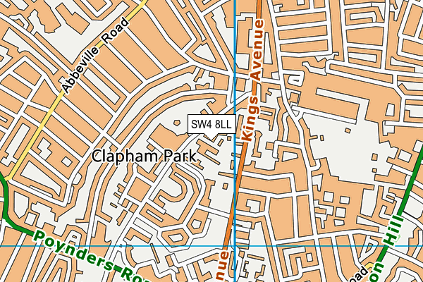 SW4 8LL map - OS VectorMap District (Ordnance Survey)