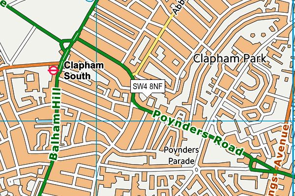 SW4 8NF map - OS VectorMap District (Ordnance Survey)