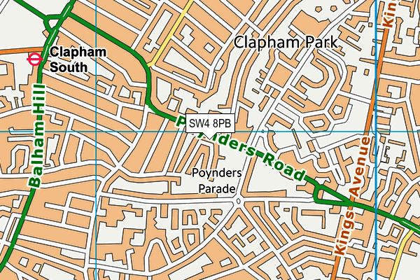 SW4 8PB map - OS VectorMap District (Ordnance Survey)