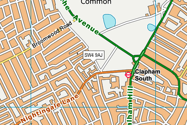 SW4 9AJ map - OS VectorMap District (Ordnance Survey)