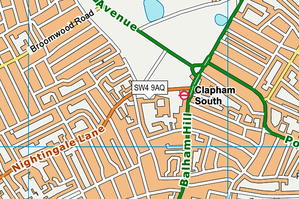 SW4 9AQ map - OS VectorMap District (Ordnance Survey)