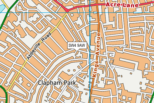 SW4 9AW map - OS VectorMap District (Ordnance Survey)