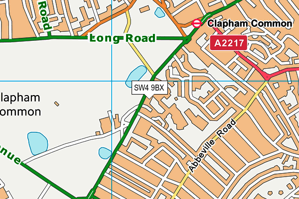 SW4 9BX map - OS VectorMap District (Ordnance Survey)