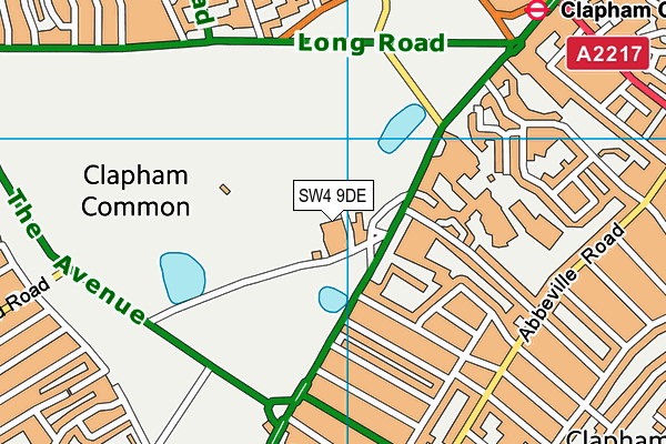 Clapham Common map (SW4 9DE) - OS VectorMap District (Ordnance Survey)