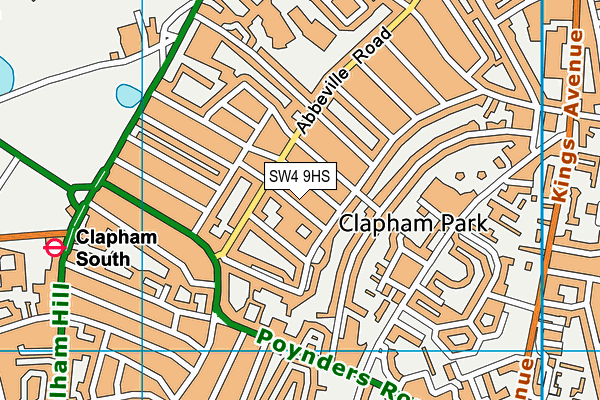 SW4 9HS map - OS VectorMap District (Ordnance Survey)