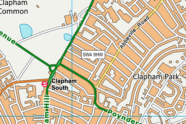 SW4 9HW map - OS VectorMap District (Ordnance Survey)