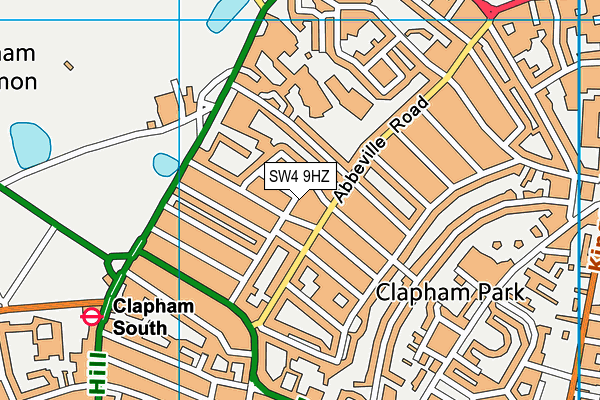 SW4 9HZ map - OS VectorMap District (Ordnance Survey)