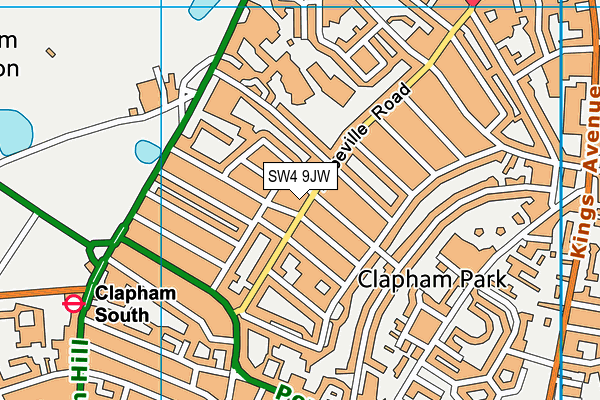SW4 9JW map - OS VectorMap District (Ordnance Survey)