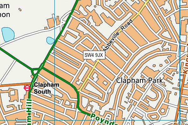 SW4 9JX map - OS VectorMap District (Ordnance Survey)