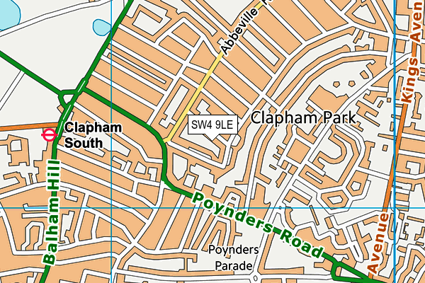 SW4 9LE map - OS VectorMap District (Ordnance Survey)