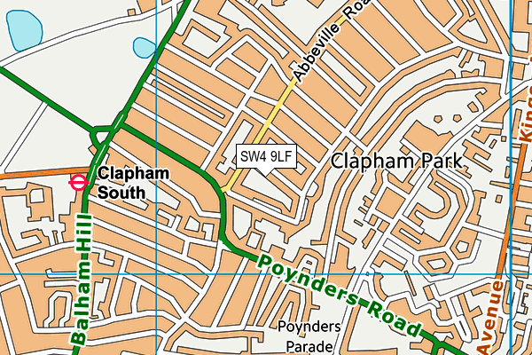 SW4 9LF map - OS VectorMap District (Ordnance Survey)