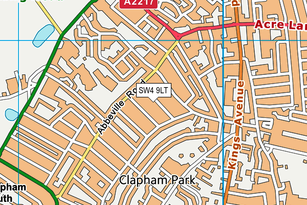 SW4 9LT map - OS VectorMap District (Ordnance Survey)