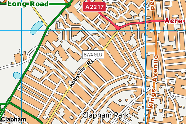 SW4 9LU map - OS VectorMap District (Ordnance Survey)