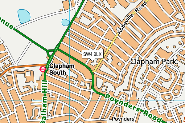 SW4 9LX map - OS VectorMap District (Ordnance Survey)