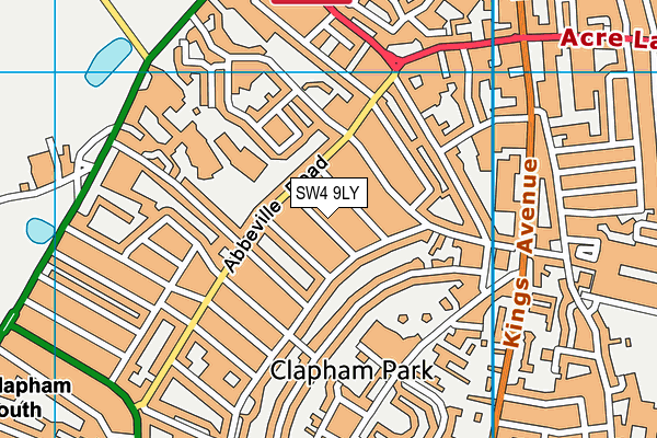 SW4 9LY map - OS VectorMap District (Ordnance Survey)