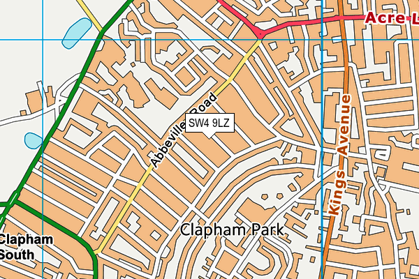 SW4 9LZ map - OS VectorMap District (Ordnance Survey)