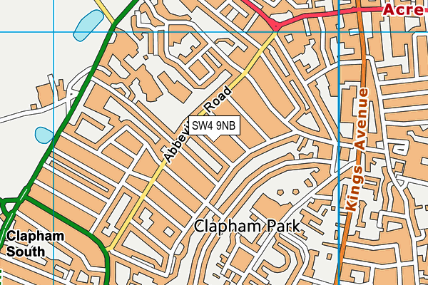 SW4 9NB map - OS VectorMap District (Ordnance Survey)