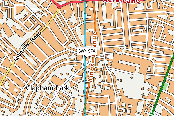 SW4 9PA map - OS VectorMap District (Ordnance Survey)