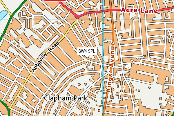 SW4 9PL map - OS VectorMap District (Ordnance Survey)