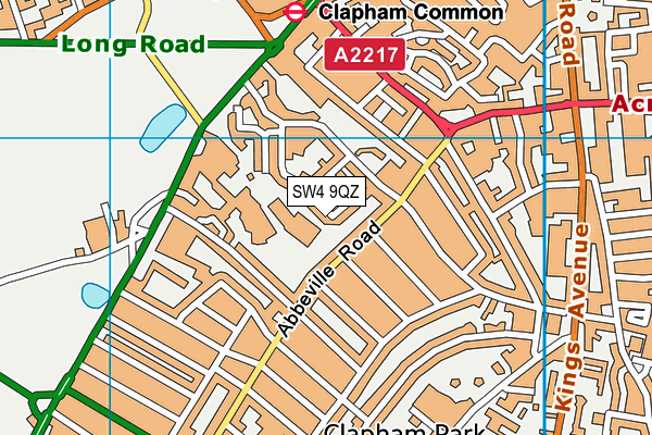 SW4 9QZ map - OS VectorMap District (Ordnance Survey)