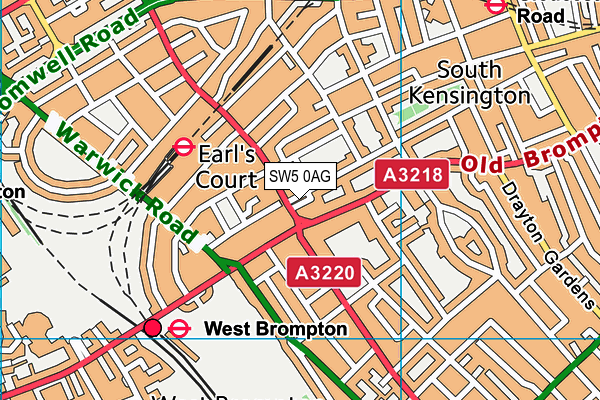 SW5 0AG map - OS VectorMap District (Ordnance Survey)