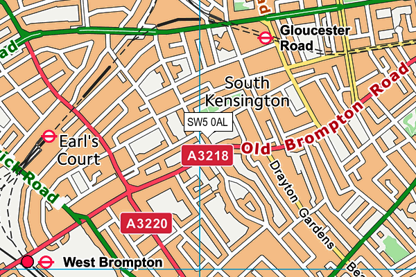 SW5 0AL map - OS VectorMap District (Ordnance Survey)