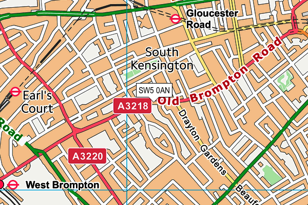 SW5 0AN map - OS VectorMap District (Ordnance Survey)