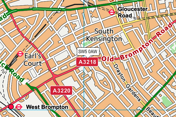 SW5 0AW map - OS VectorMap District (Ordnance Survey)