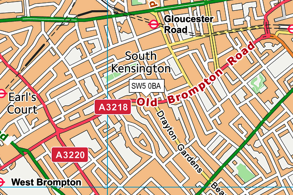 SW5 0BA map - OS VectorMap District (Ordnance Survey)