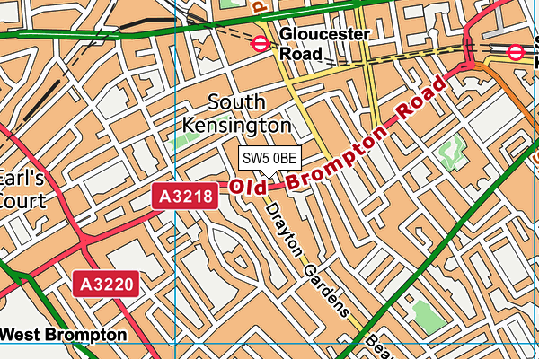 SW5 0BE map - OS VectorMap District (Ordnance Survey)