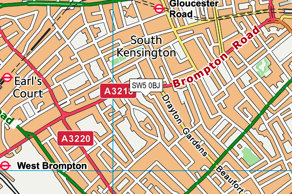 SW5 0BJ map - OS VectorMap District (Ordnance Survey)