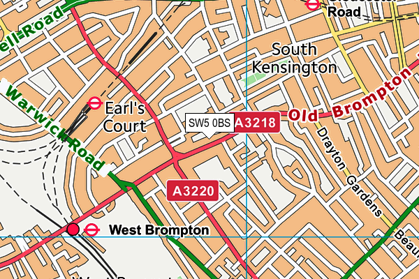 SW5 0BS map - OS VectorMap District (Ordnance Survey)