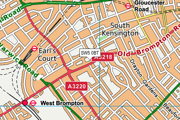 SW5 0BT map - OS VectorMap District (Ordnance Survey)