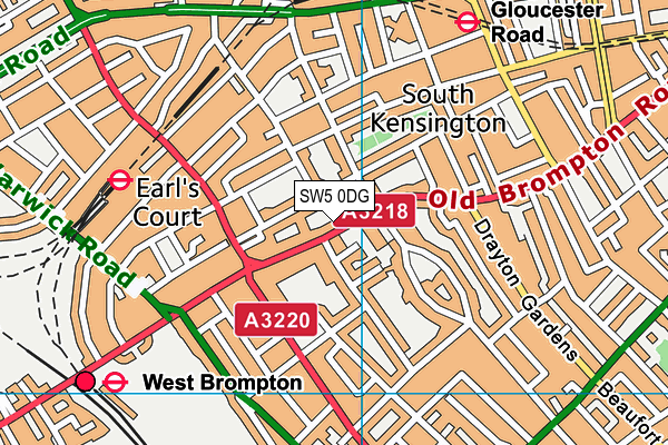 SW5 0DG map - OS VectorMap District (Ordnance Survey)