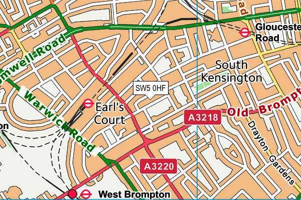 SW5 0HF map - OS VectorMap District (Ordnance Survey)