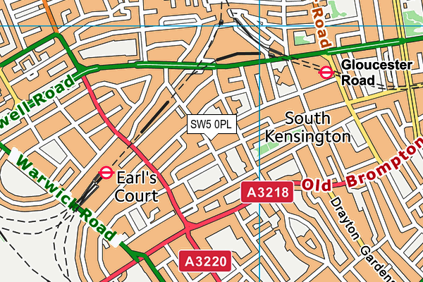 SW5 0PL map - OS VectorMap District (Ordnance Survey)