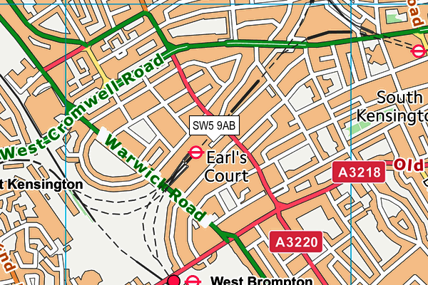 SW5 9AB map - OS VectorMap District (Ordnance Survey)