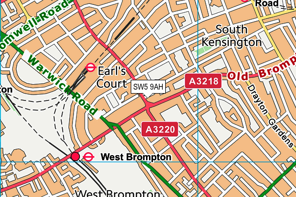 SW5 9AH map - OS VectorMap District (Ordnance Survey)