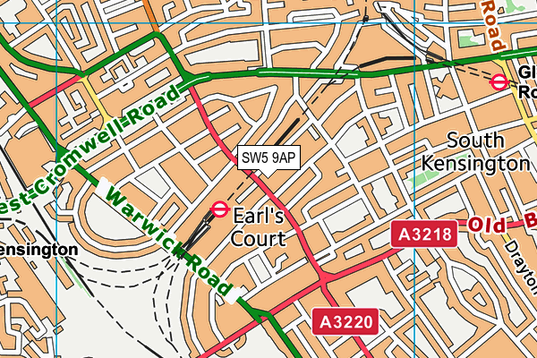 SW5 9AP map - OS VectorMap District (Ordnance Survey)