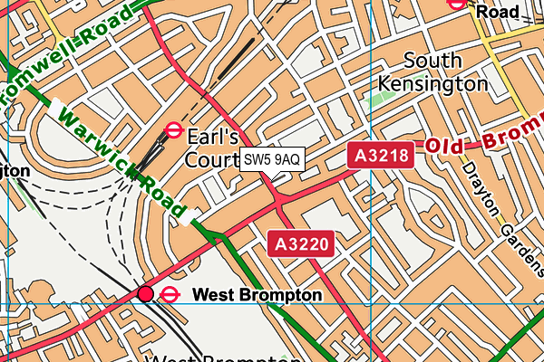 SW5 9AQ map - OS VectorMap District (Ordnance Survey)