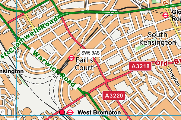 SW5 9AS map - OS VectorMap District (Ordnance Survey)