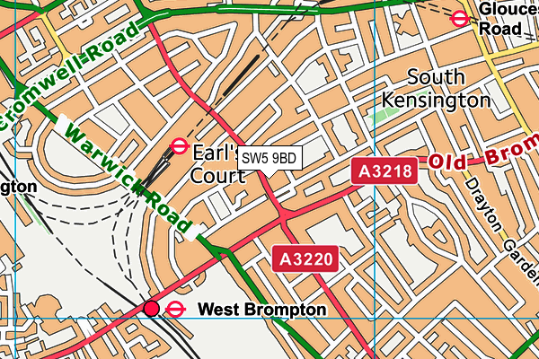 SW5 9BD map - OS VectorMap District (Ordnance Survey)