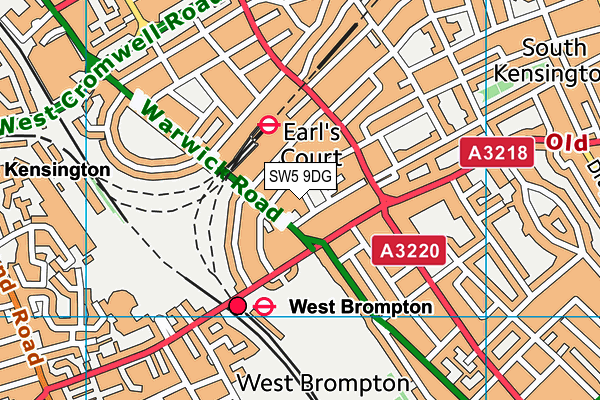 SW5 9DG map - OS VectorMap District (Ordnance Survey)