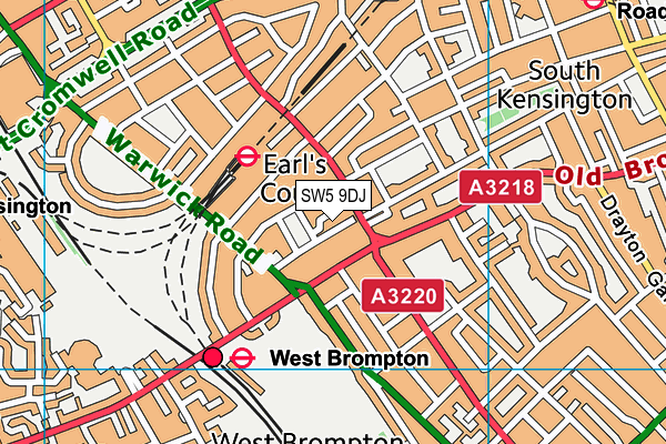 SW5 9DJ map - OS VectorMap District (Ordnance Survey)