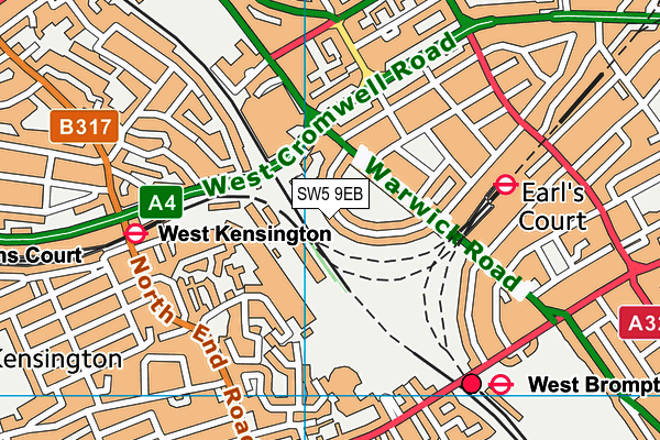 SW5 9EB map - OS VectorMap District (Ordnance Survey)