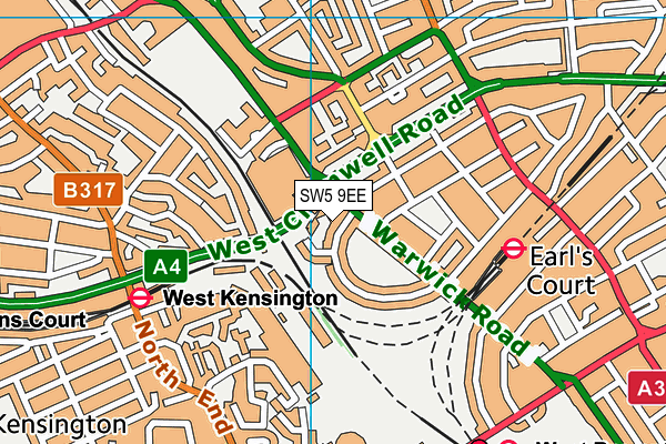 SW5 9EE map - OS VectorMap District (Ordnance Survey)