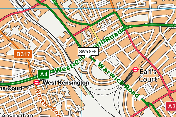 SW5 9EF map - OS VectorMap District (Ordnance Survey)