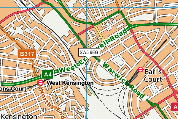 SW5 9EG map - OS VectorMap District (Ordnance Survey)