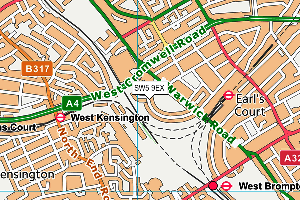 SW5 9EX map - OS VectorMap District (Ordnance Survey)